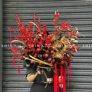 Lẵng hoa đào đông đỏ tết - Tet02