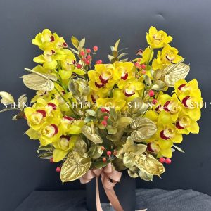 Lẵng Địa Lan Vàng - hoa tết Đại Cát - Đại Lộc tet12