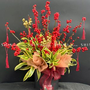 Lẵng hoa đào đông đỏ tết-Hồng Phúc - Tet 21