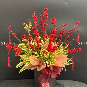 Lẵng hoa đào đông đỏ tết-Hồng Phúc - Tet 21