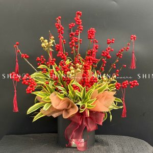 Lẵng hoa đào đông đỏ tết-Hồng Phúc - Tet 21