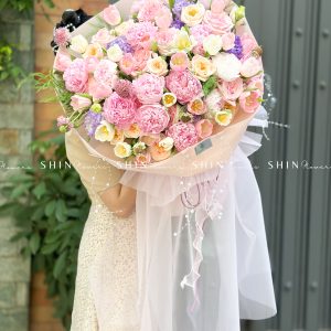 Hoa Bó 15 Mẫu Đơn Hồng Sarah Mix 30 Tulip S364