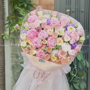 Hoa Bó 15 Mẫu Đơn Hồng Sarah Mix 30 Tulip S364