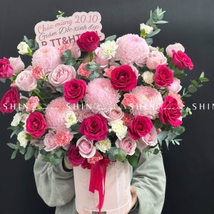 Hộp Hoa Chúc Mừng Tone Hồng H089