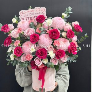 Hộp Hoa Chúc Mừng Tone Hồng H089