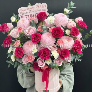 Hộp Hoa Chúc Mừng Tone Hồng H089
