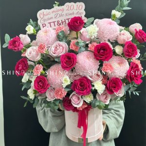 Hộp Hoa Chúc Mừng Tone Hồng H089