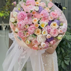 Hoa Bó 15 Mẫu Đơn Hồng Sarah Mix 30 Tulip S364