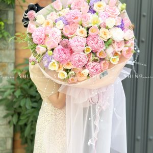 Hoa Bó 15 Mẫu Đơn Hồng Sarah Mix 30 Tulip S364