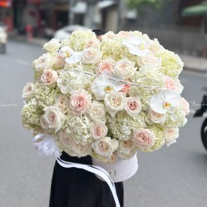 Hộp hoa Cẩm Tú Cầu Trắng Khổng Lồ H094