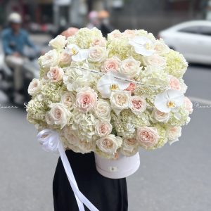 Hộp hoa Cẩm Tú Cầu Trắng Khổng Lồ H094