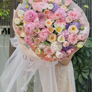 Hoa Bó 15 Mẫu Đơn Hồng Sarah Mix 30 Tulip S364