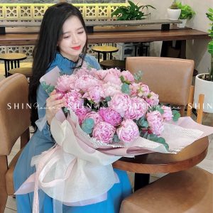 Hoa Bó 40 Mẫu Đơn Hồng Sarah S362