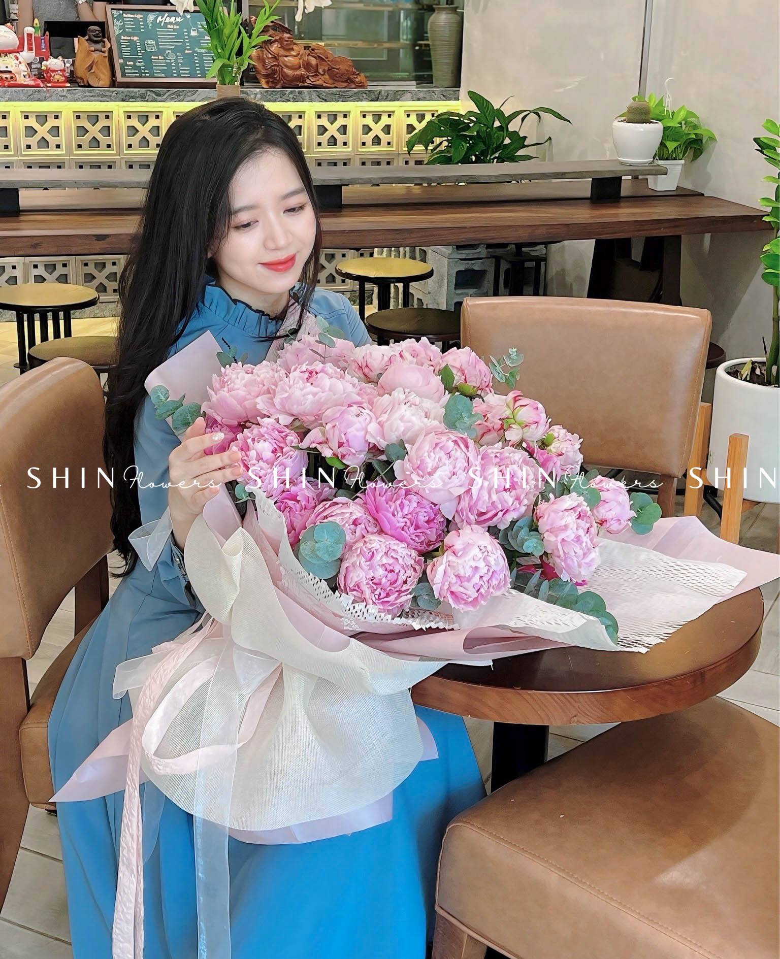 Hoa Bó 40 Mẫu Đơn Hồng Sarah S362