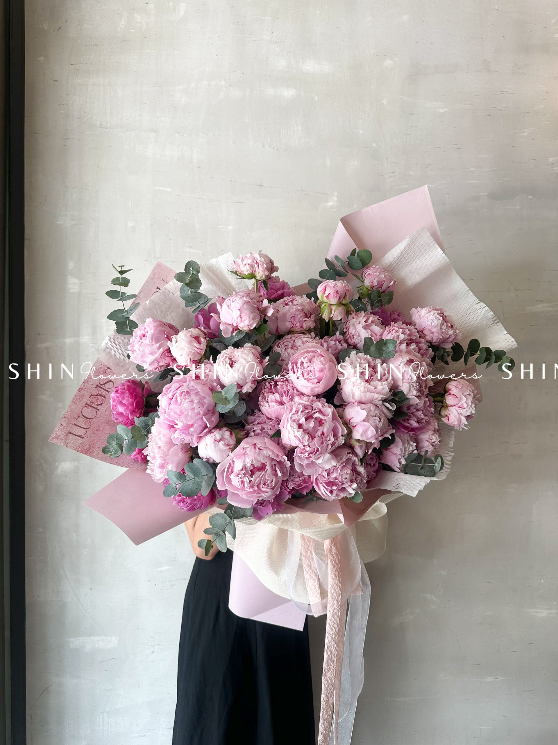 Hoa Bó 40 Mẫu Đơn Hồng Sarah S362