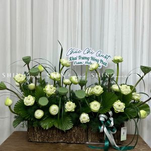 Hộp Hoa Sen Trắng chúc mừng H090