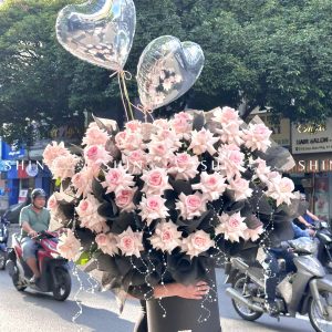 Lẵng 50 Hoa Hồng Nhập Ecuador Pink Ohara siêu khổng lồ H084