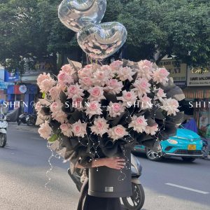 Lẵng 50 Hoa Hồng Nhập Ecuador Pink Ohara siêu khổng lồ H084