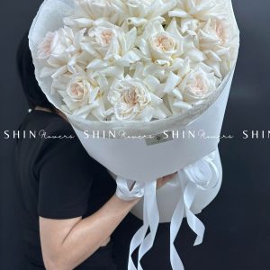 Bó Hoa Hồng 10 hoa hồng trắng White Ohara nhập Ecuador S340