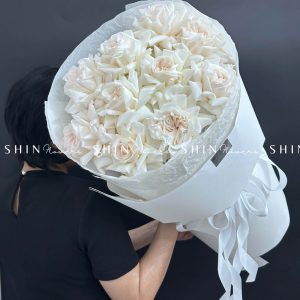 Bó Hoa Hồng 10 hoa hồng trắng White Ohara nhập Ecuador S340