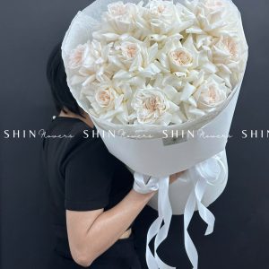 Bó Hoa Hồng 10 hoa hồng trắng White Ohara nhập Ecuador S340