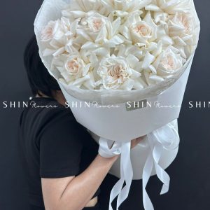 Bó Hoa Hồng 10 hoa hồng trắng White Ohara nhập Ecuador S340