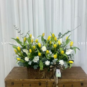 Lẵng Hoa 30 Tulip Vàng H097