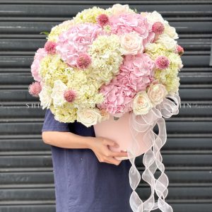 Hộp hoa Cẩm Tú Cầu Hồng mix Trắng H106