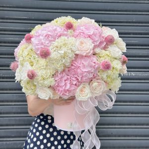 Hộp hoa Cẩm Tú Cầu Hồng mix Trắng H106