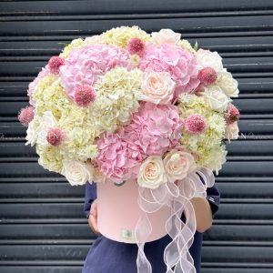 Hộp hoa Cẩm Tú Cầu Hồng mix Trắng H106