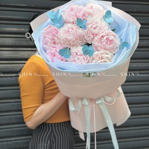 Hoa Bó 9 Mẫu Đơn Hồng Sarah S373