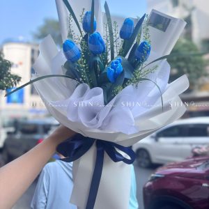 Hoa Bó 6 Tulip Nhuộm Xanh Blue S390
