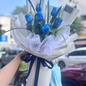 Hoa Bó 6 Tulip Nhuộm Xanh Blue S390