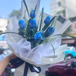 Hoa Bó 6 Tulip Nhuộm Xanh Blue S390