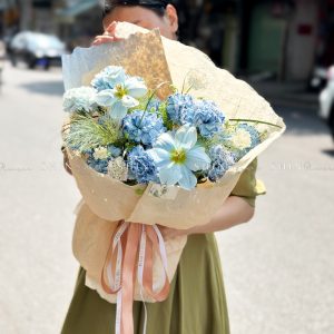 Bó Hoa 2 Tulip Nhuộm Xanh Blue mix Cẩm Chương Nhuộm xanh S407