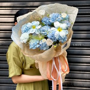 Bó Hoa 2 Tulip Nhuộm Xanh Blue mix Cẩm Chương Nhuộm xanh S407