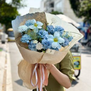 Bó Hoa 2 Tulip Nhuộm Xanh Blue mix Cẩm Chương Nhuộm xanh S407