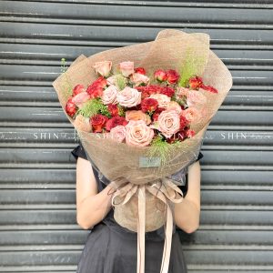 Hoa Bó Hoa Hồng Capuchino mix Hồng Chùm Chocolate S411