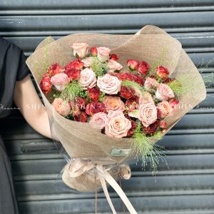 Hoa Bó Hoa Hồng Capuchino mix Hồng Chùm Chocolate S411