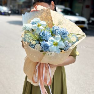 Bó Hoa 2 Tulip Nhuộm Xanh Blue mix Cẩm Chương Nhuộm xanh S407