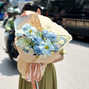 Bó Hoa 2 Tulip Nhuộm Xanh Blue mix Cẩm Chương Nhuộm xanh S407