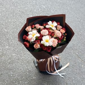 Hoa Bó Hoa Hồng mix tulip Tone Nâu S410