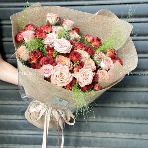 Hoa Bó Hoa Hồng Capuchino mix Hồng Chùm Chocolate S411