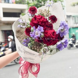 Hoa Bó 2 Mẫu Đơn Đỏ Old Faithful Mix Mùa Xuân S400