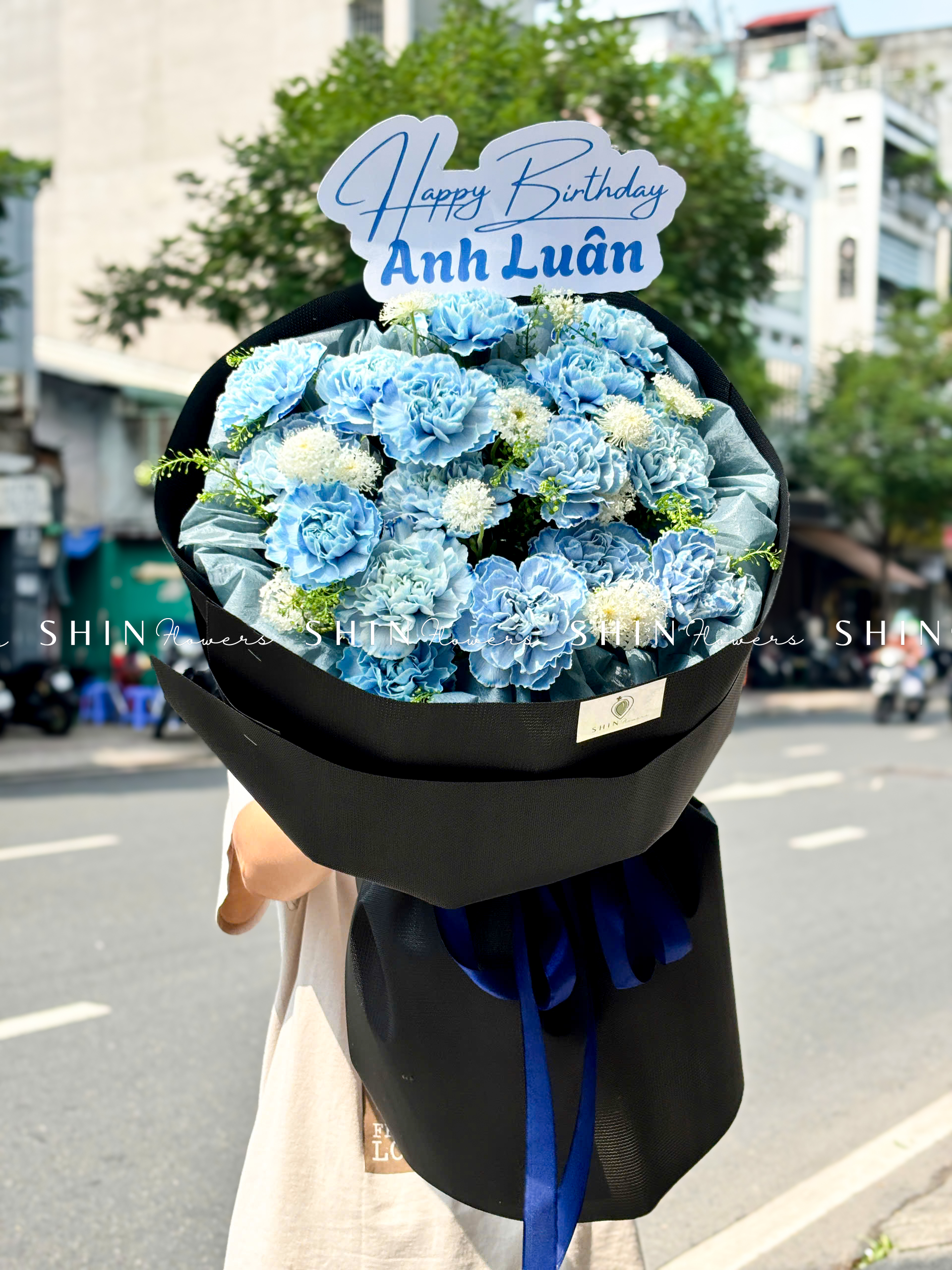 Bó Hoa Cẩm Chương Nhuộm xanh S454