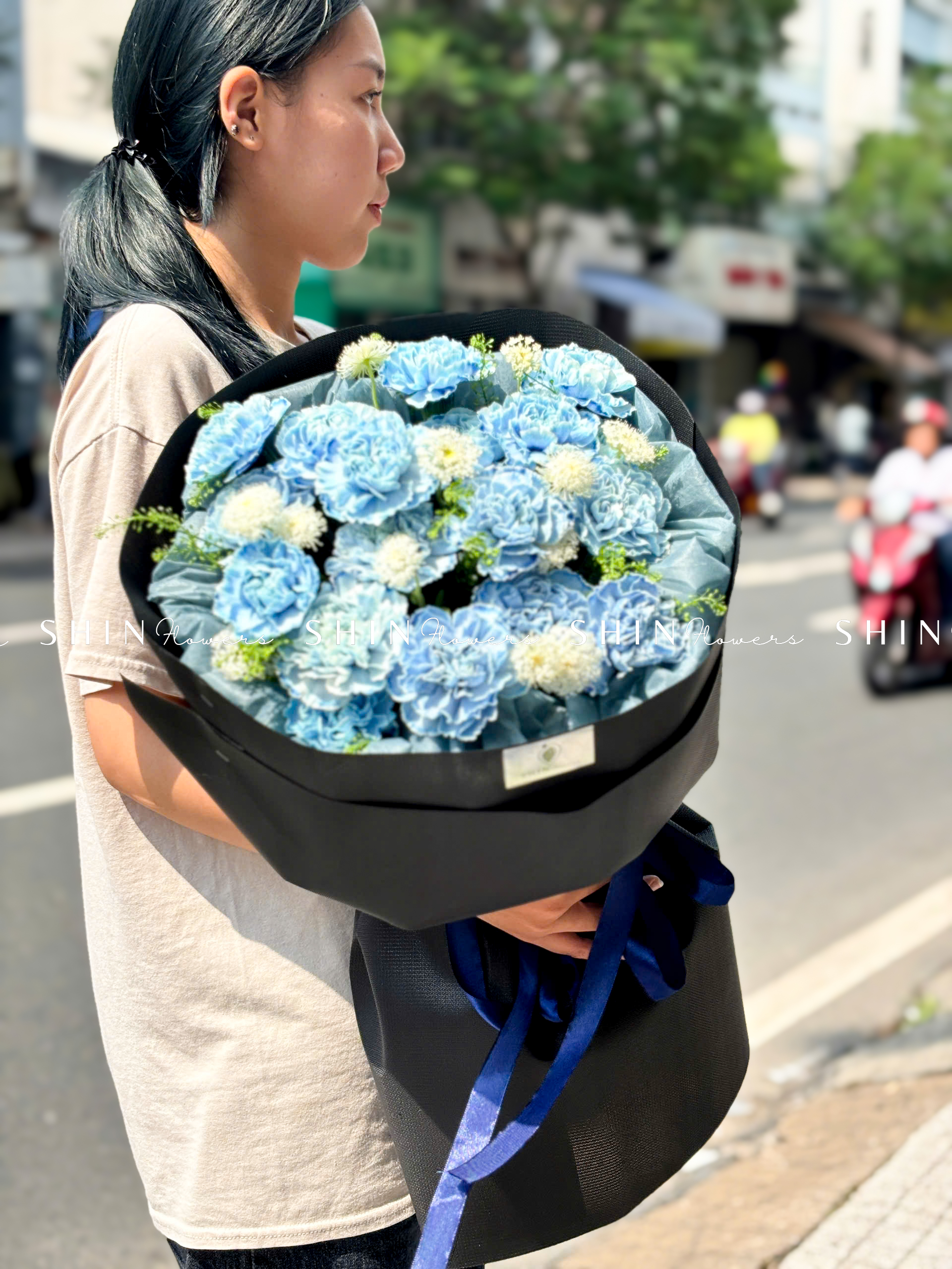 Bó Hoa Cẩm Chương Nhuộm xanh S454