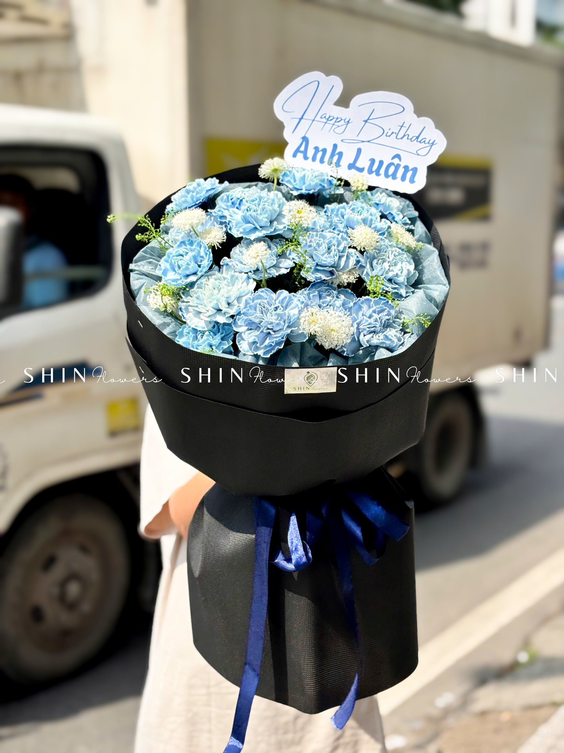 Bó Hoa Cẩm Chương Nhuộm xanh S454