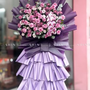 Kệ Hoa Khai Trương Hoa Tone Tím cao 2m K07
