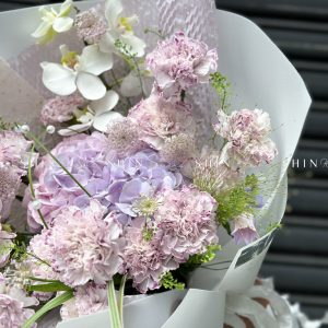 Hoa Bó Cẩm Chướng Tím mix Cẩm Tú cầu S465