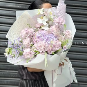 Hoa Bó Cẩm Chướng Tím mix Cẩm Tú cầu S465